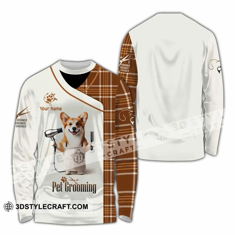 Unisex Shirt Custom Name Pet Grooming Shop T-Shirt Long Sleeve / S T-Shirt
