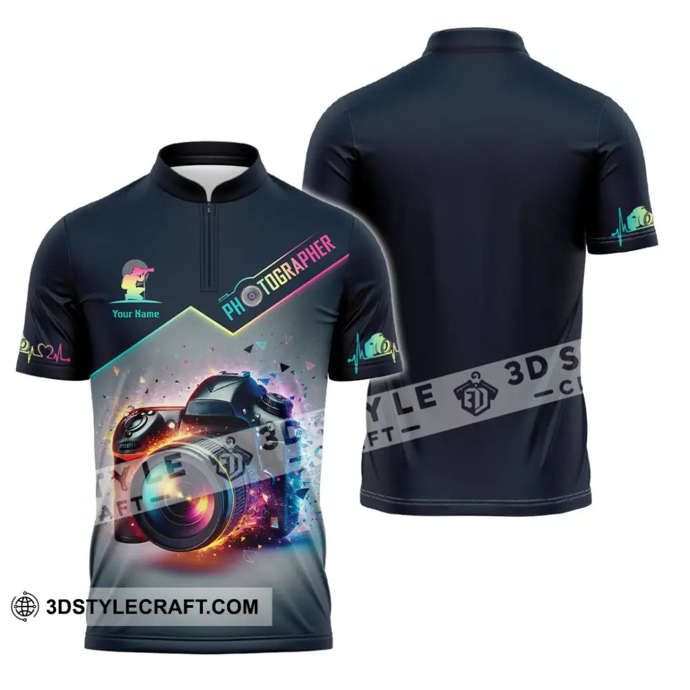 Unisex Shirt Custom Name Photographer Polo Gift Zipper / S T-Shirt
