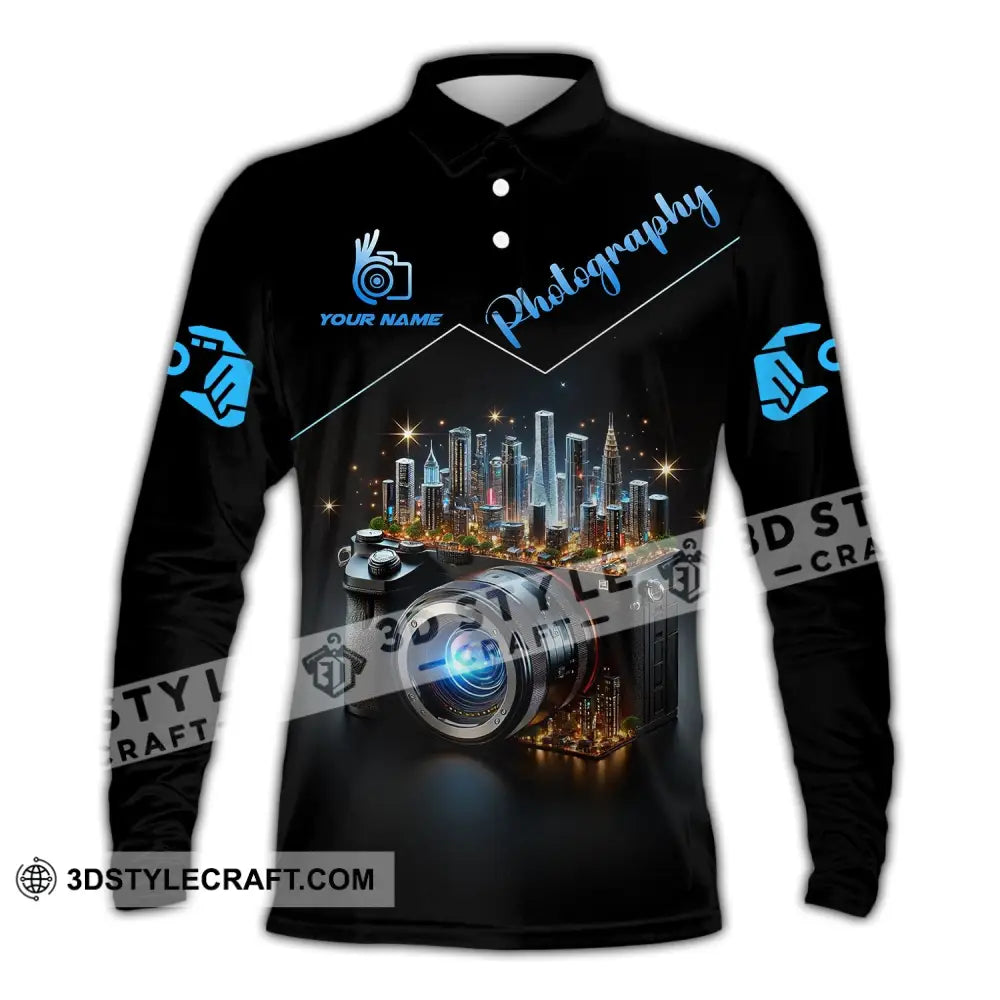 Unisex Shirt Custom Name Photographer Polo Long Sleeve / S T-Shirt