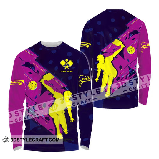 Unisex Shirt - Custom Name Pickleball Shirt Purple Yellow style option 4