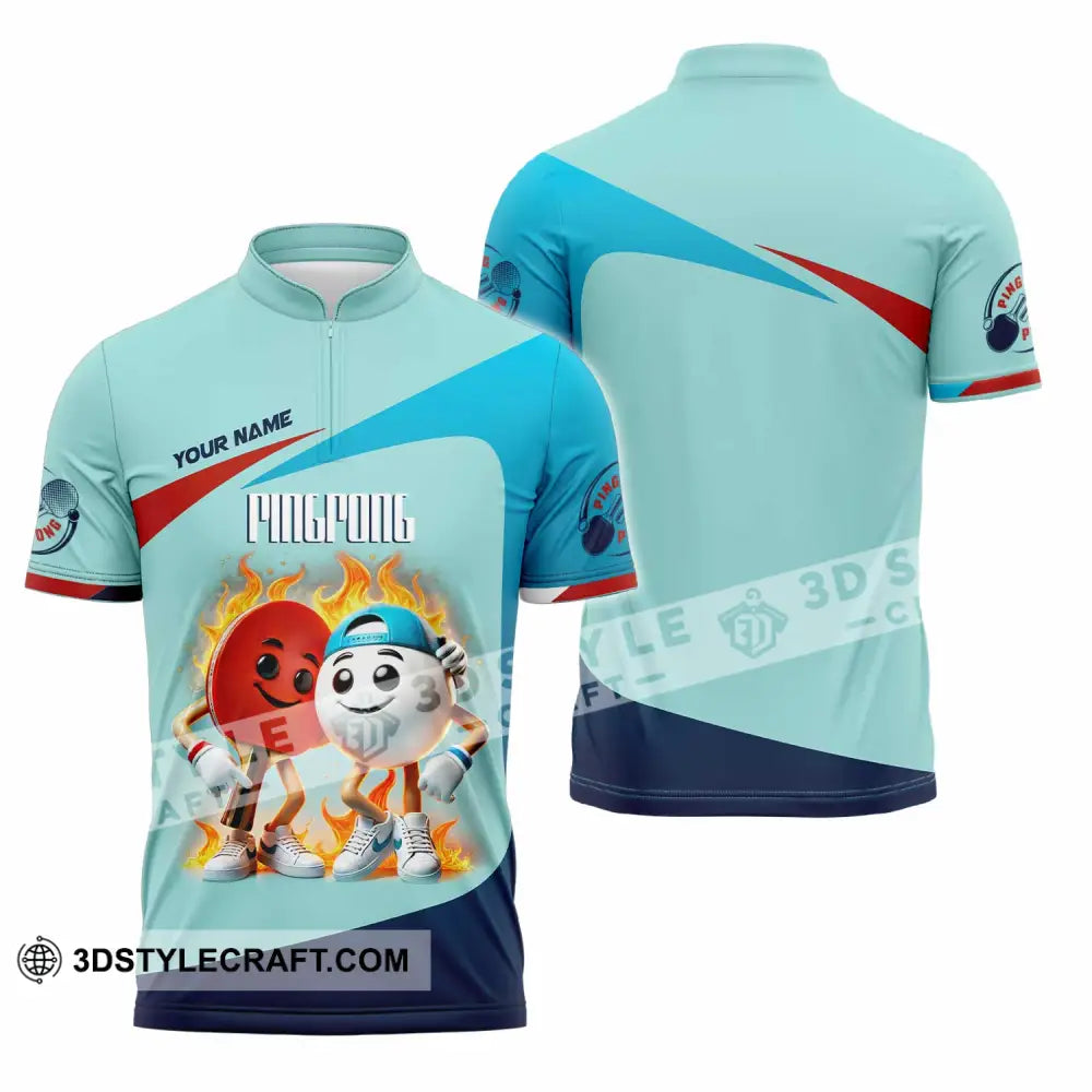 Unisex Shirt Custom Name Ping Pong Gift For Lover Zipper Polo / S T-Shirt