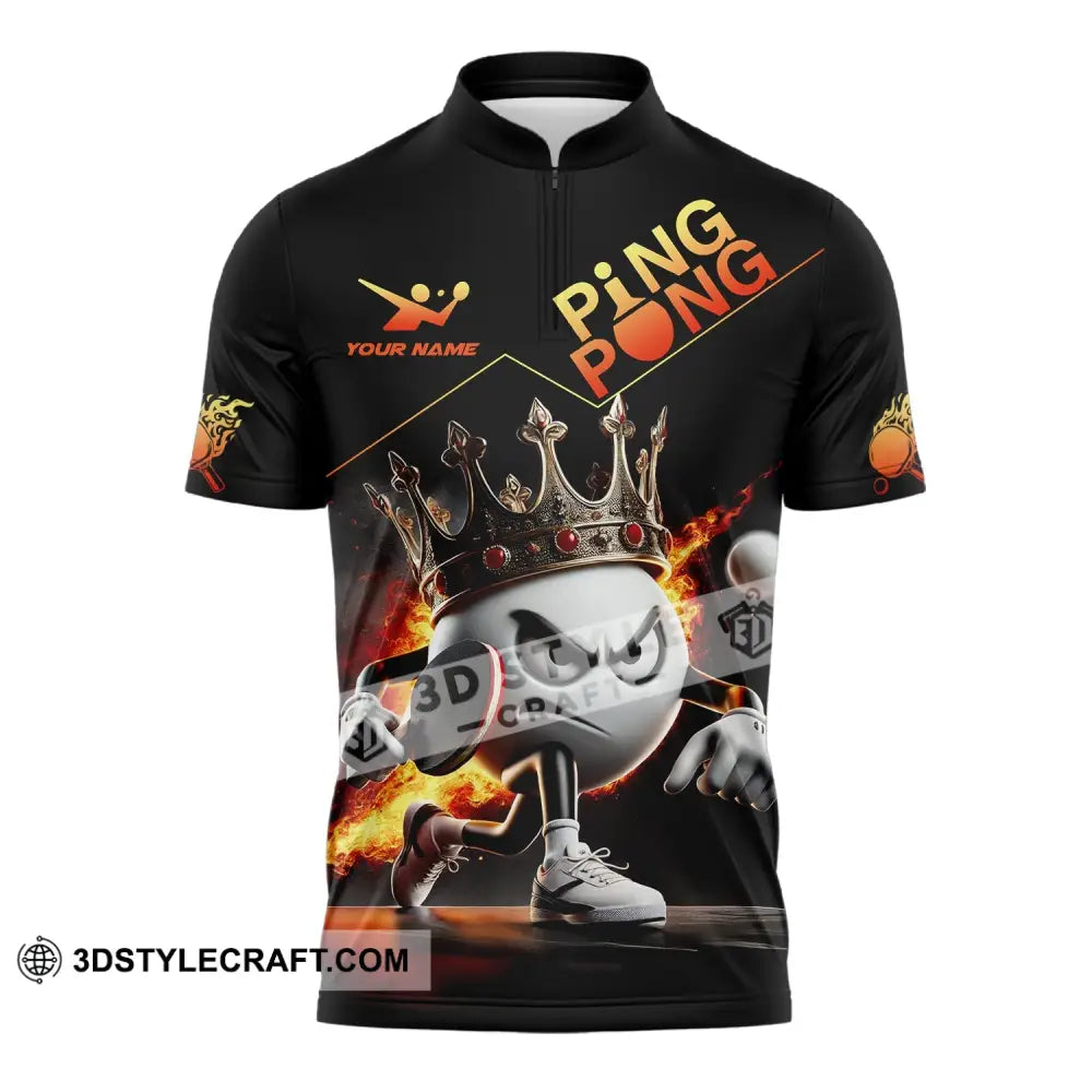 Unisex Shirt Custom Name Ping Pong Gift For Lover Zipper Polo / S T-Shirt