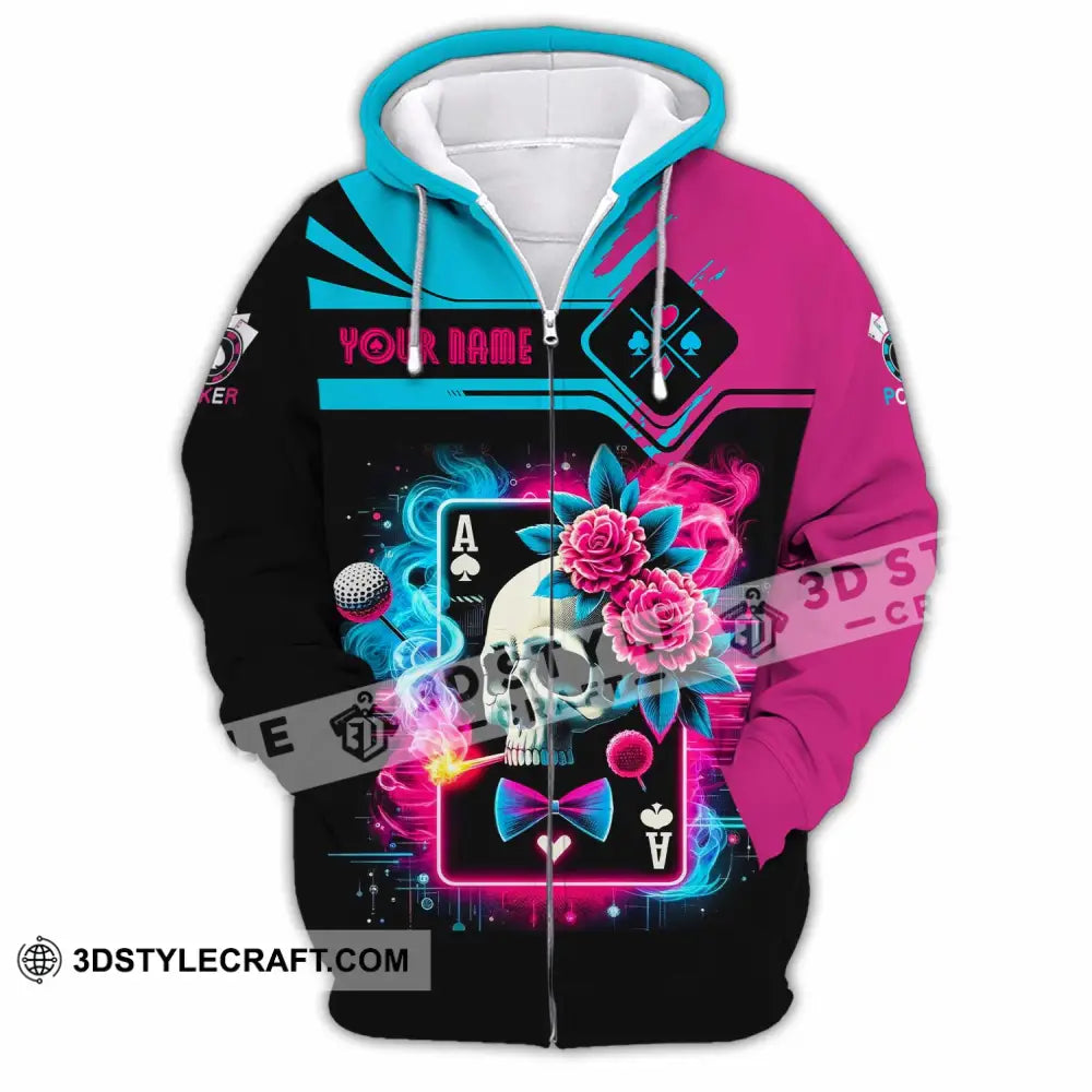 Unisex Shirt Custom Name Poker Hoodie Polo Long Sleeve Zipper / S T-Shirt