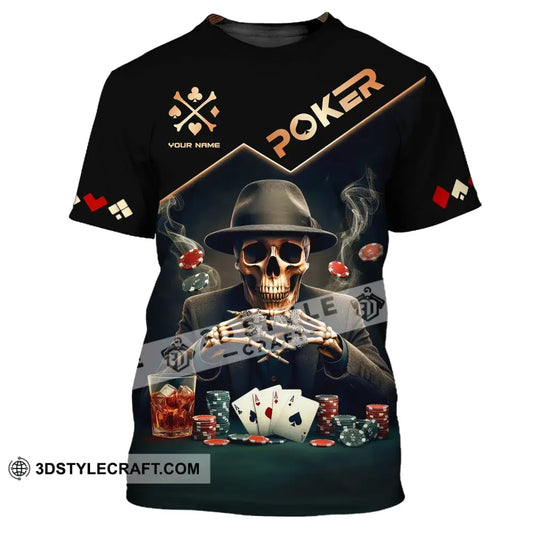 Unisex Shirt Custom Name Poker Polo Long Sleeve Casino T-Shirt / S