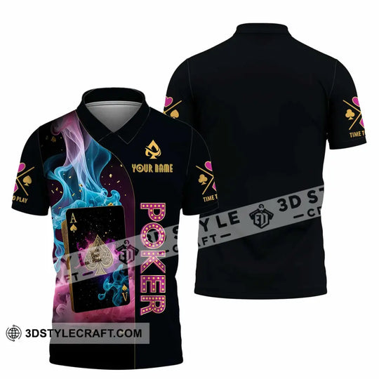 Unisex Shirt, Custom Name Poker Skull Shirt, Poker Hoodie Shirt Polo Long Sleeve Shirt style option 4