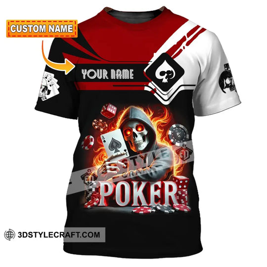 Unisex Shirt, Custom Name Poker Skull Shirt, Poker Hoodie Shirt Polo Long Sleeve Shirt style option 1