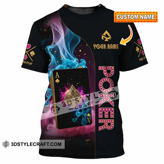 Unisex Shirt Custom Name Poker Skull Hoodie Polo Long Sleeve T-Shirt