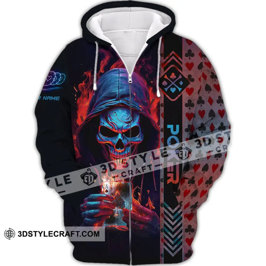 Unisex Shirt, Custom Name Poker Skull T-Shirt, Poker Hoodie, Poker Gift style option 3