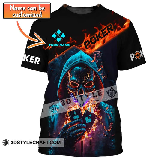 Unisex Shirt, Custom Name Poker T-Shirt, Poker Skull, Casino Shirt, Poker Gift style option 1