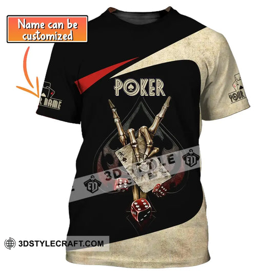 Unisex Shirt, Custom Name Poker T-Shirt, Poker Skull Hand, Casino Shirt, Poker Gift style option 1