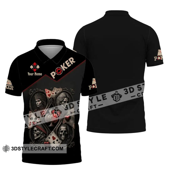 Unisex Shirt, Custom Name Poker T-Shirt, Poker Skull King Queen, Casino Shirt, Poker Gift style option 4
