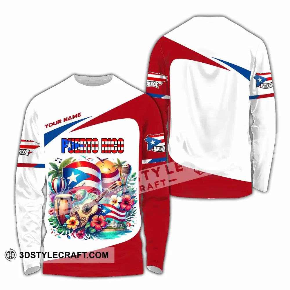 Unisex Shirt Custom Name Puerto Rico Gift For Lover Long Sleeve / S T-Shirt