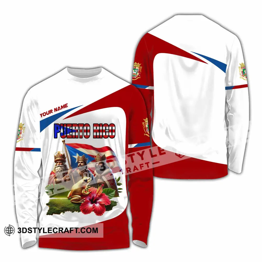 Unisex Shirt Custom Name Puerto Rico Lover Gift Long Sleeve / S T-Shirt