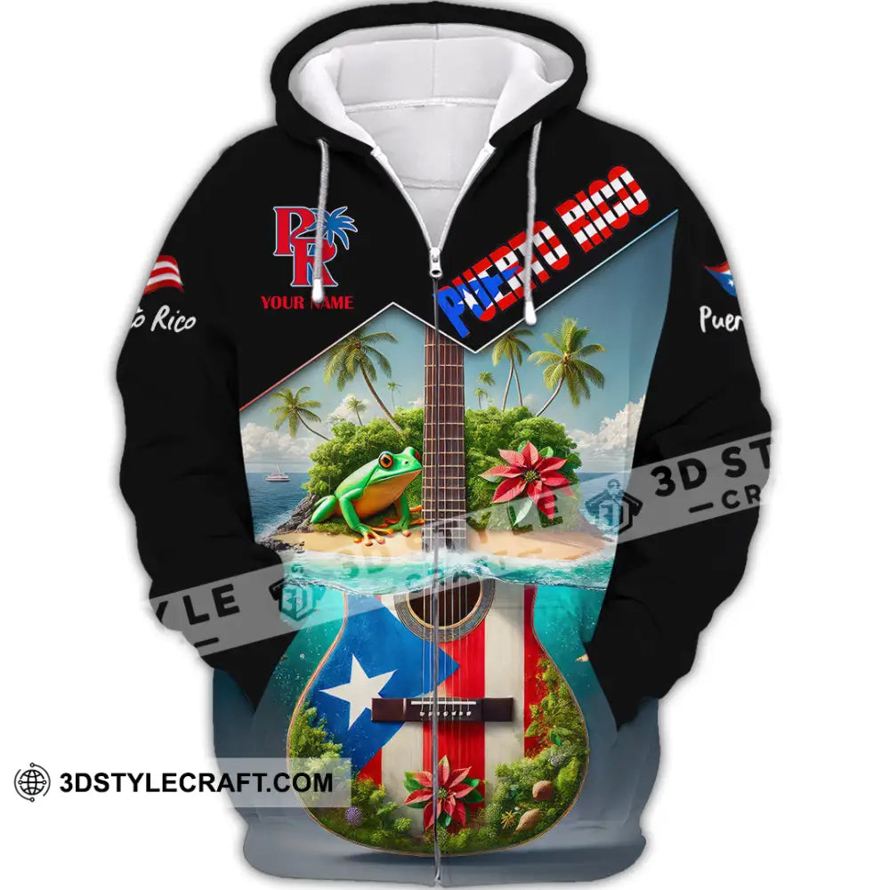 Unisex Shirt Custom Name Puerto Rico Lover Polo Long Sleeve Gift Zipper Hoodie / S T-Shirt