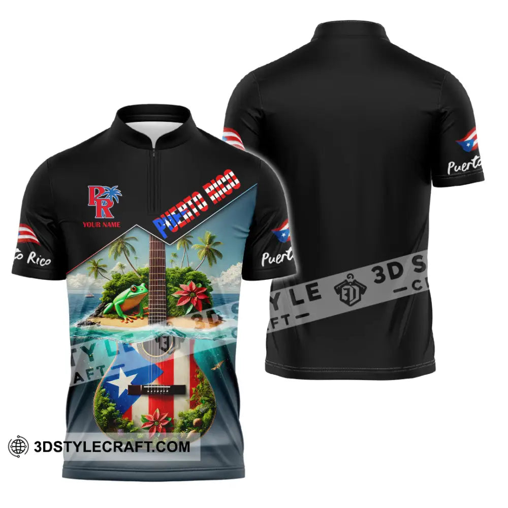 Unisex Shirt Custom Name Puerto Rico Lover Polo Long Sleeve Gift Zipper / S T-Shirt