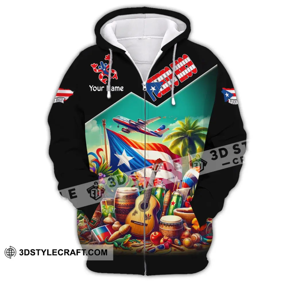 Unisex Shirt Custom Name Puerto Rico Polo Long Sleeve Hoodie Gift Zipper / S T-Shirt