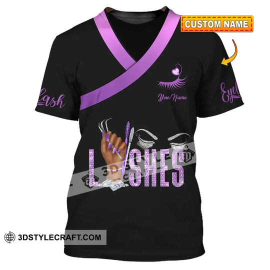 Unisex Shirt - Custom Name Purple Lashes Shirt style option 1