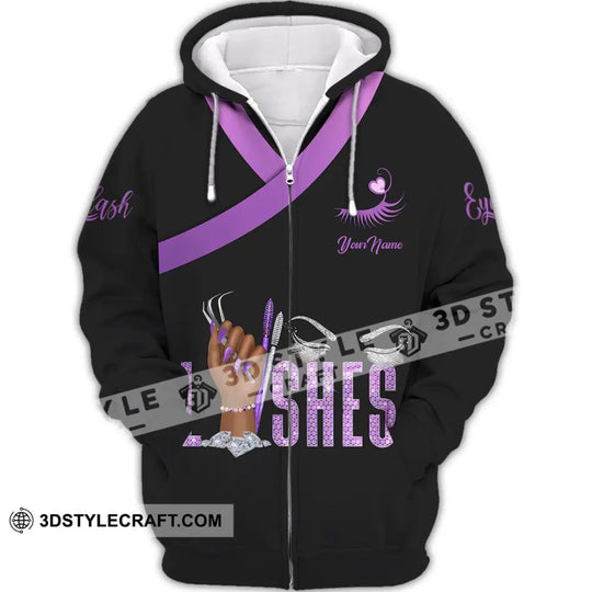 Unisex Shirt - Custom Name Purple Lashes Shirt style option 2