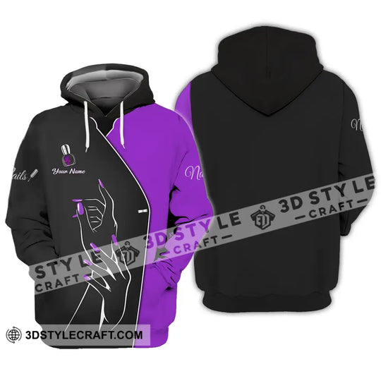 Unisex Shirt - Custom Name Shirt Purple Nails style option 3