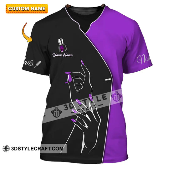Unisex Shirt - Custom Name Shirt Purple Nails style option 1