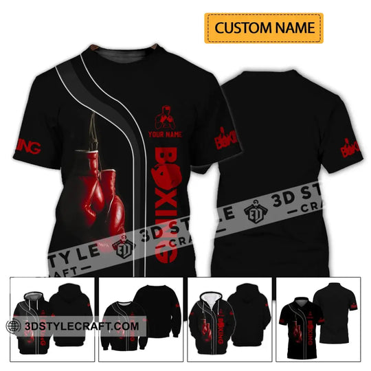 Unisex Shirt - Custom Name Shirt - Red Boxing Gloves Shirt style option 2