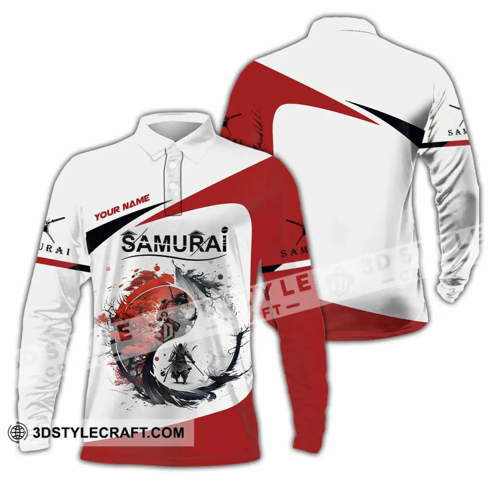 Unisex Shirt Custom Name Samurai Polo Long Sleeve / S T-Shirt