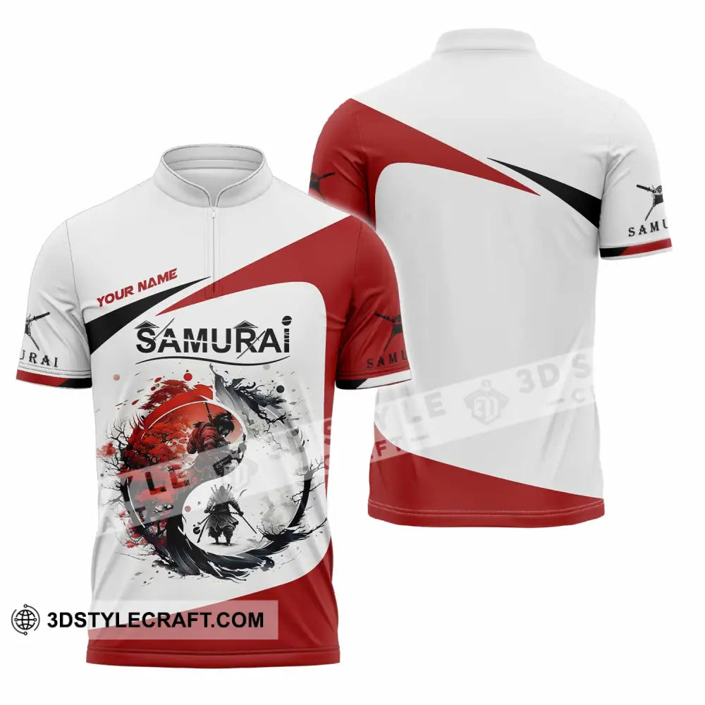 Unisex Shirt Custom Name Samurai Polo Long Sleeve Zipper / S T-Shirt