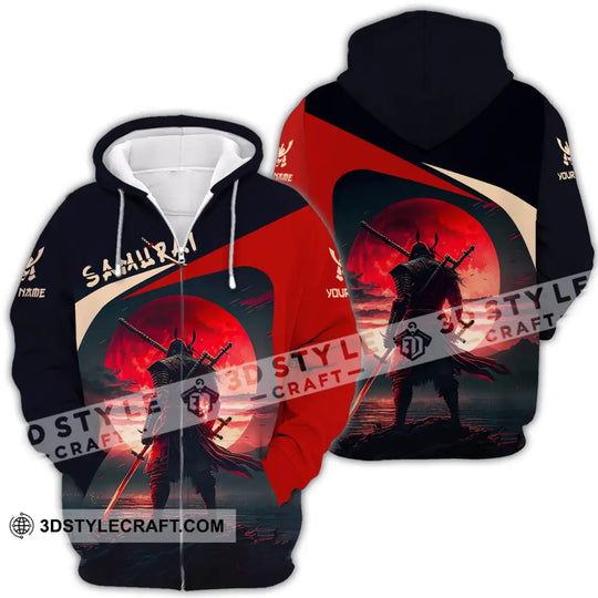 Unisex Shirt - Custom Name Samurai Red Black Shirt style option 4