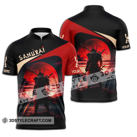 Unisex Shirt - Custom Name Samurai Red Black Shirt style option 2