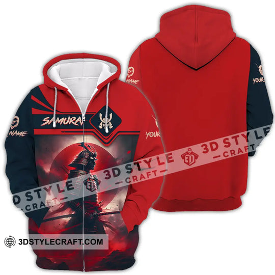 Unisex Shirt - Custom Name Samurai Shirt, Red Moon style option 4