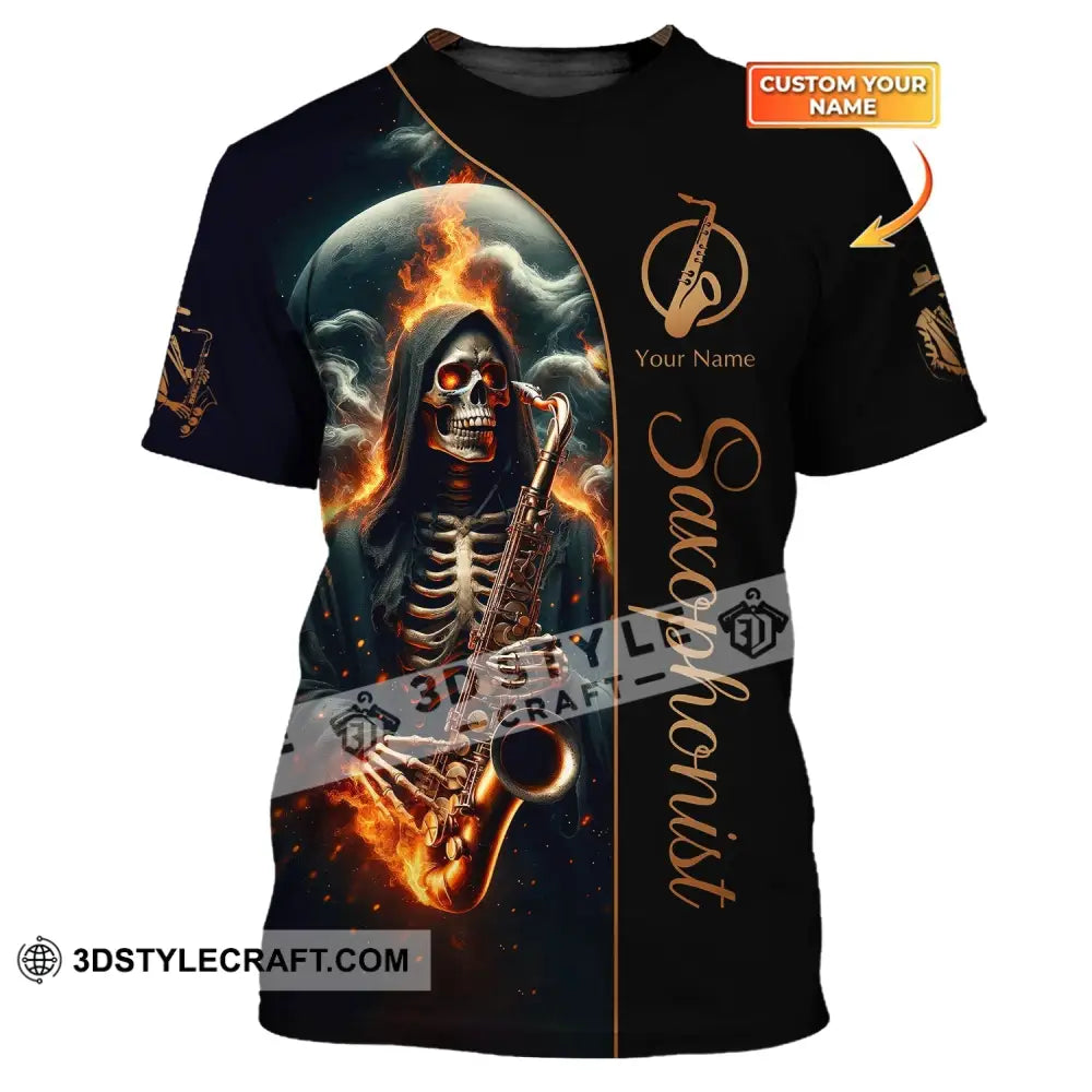 Unisex Shirt Custom Name Saxophone T-Shirt Saxophonist Gift Sax Player Shirts