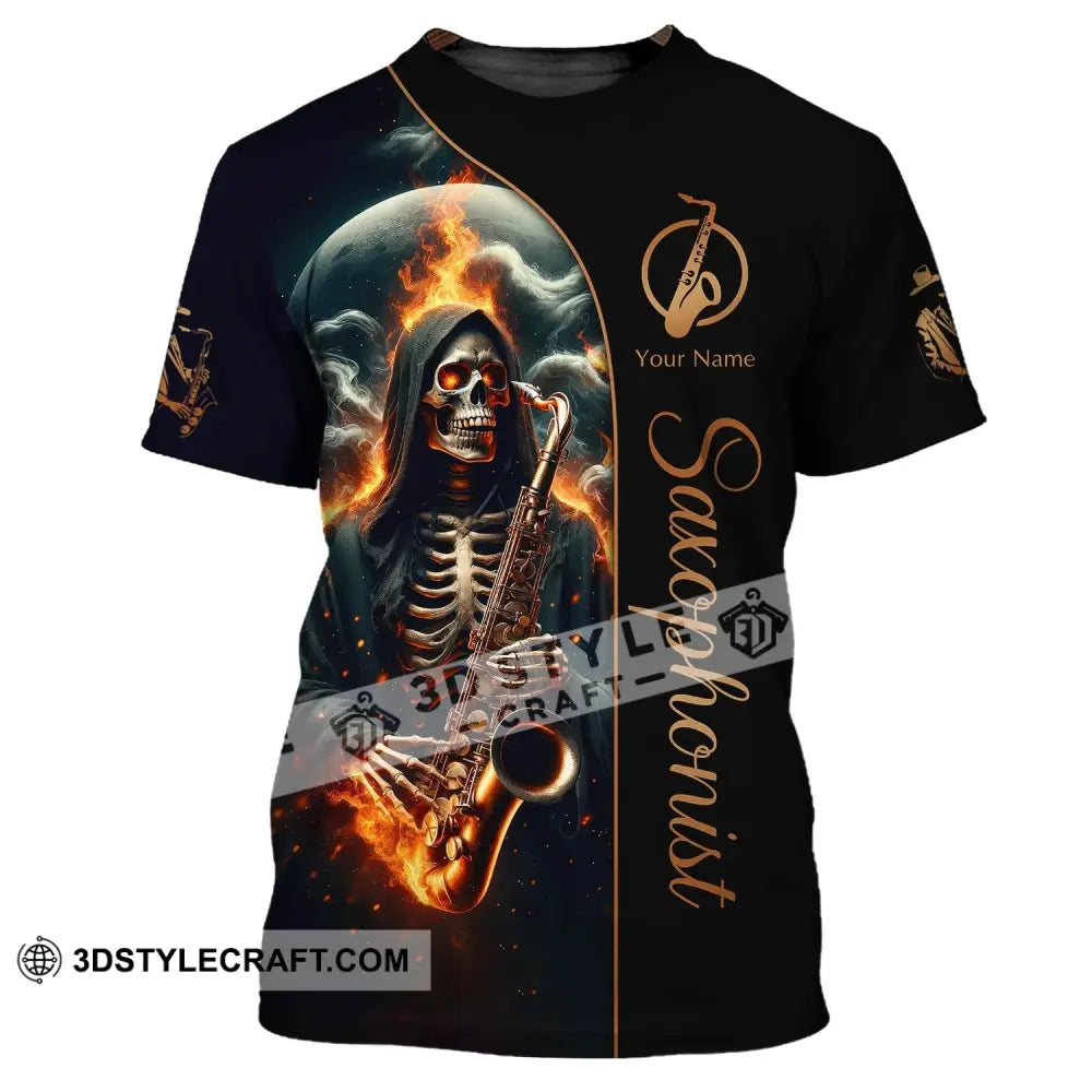 Unisex Shirt Custom Name Saxophone T-Shirt Saxophonist Gift Sax Player Shirts / S