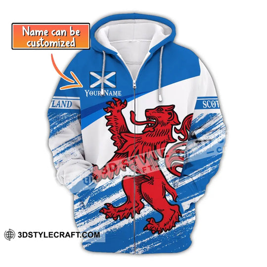 Unisex Shirt, Custom Name Scotland Zipper Hoodie, Scotland Love Shirt, Scotland Lover T-Shirt style option 2
