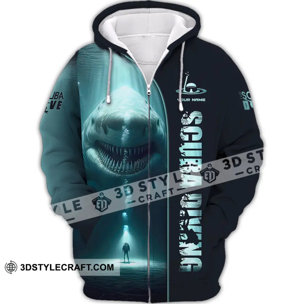 Unisex Shirt Custom Name Scuba Diving Gift Zipper Hoodie / S T-Shirt