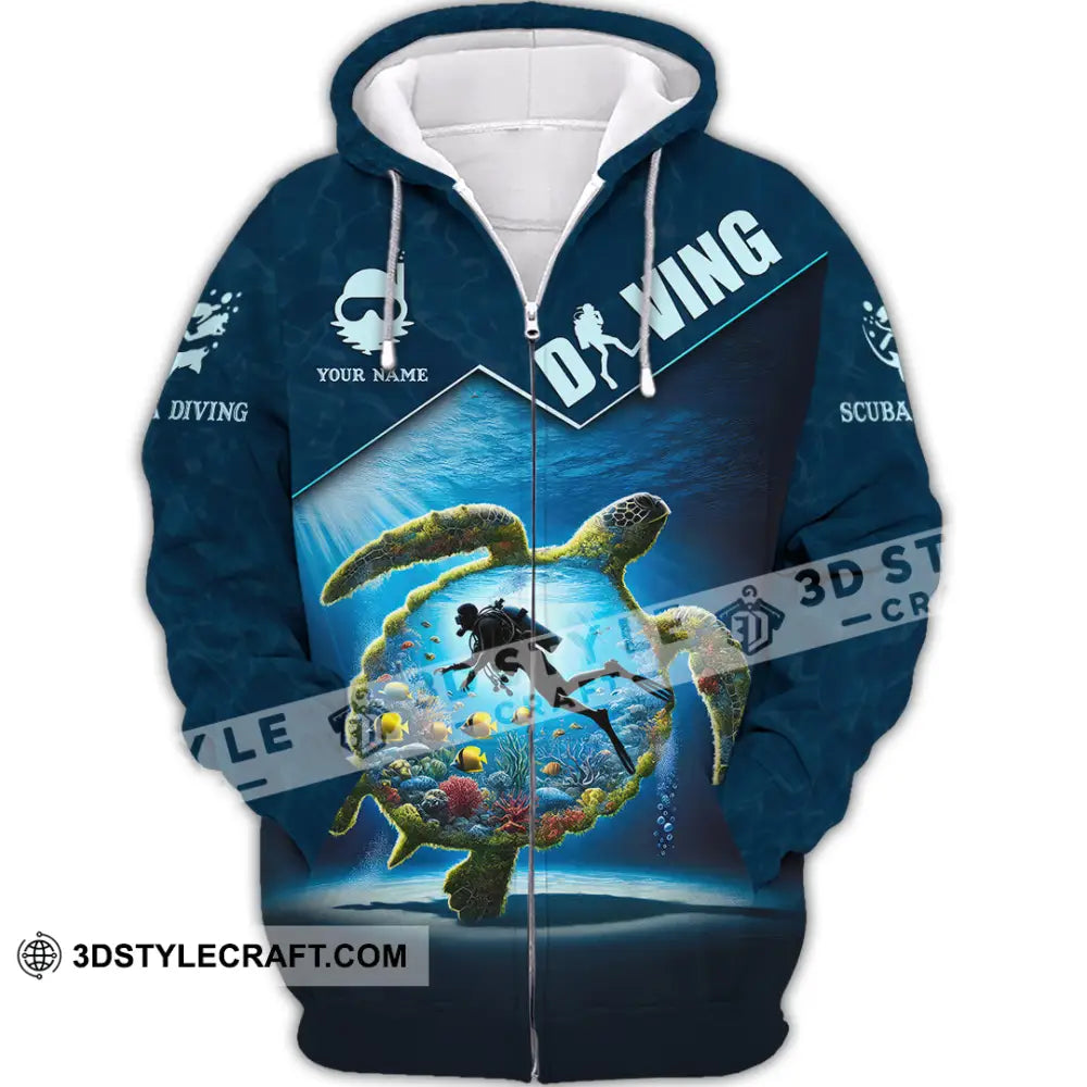 Unisex Shirt Custom Name Scuba Diving Gift Zipper Hoodie / S T-Shirt