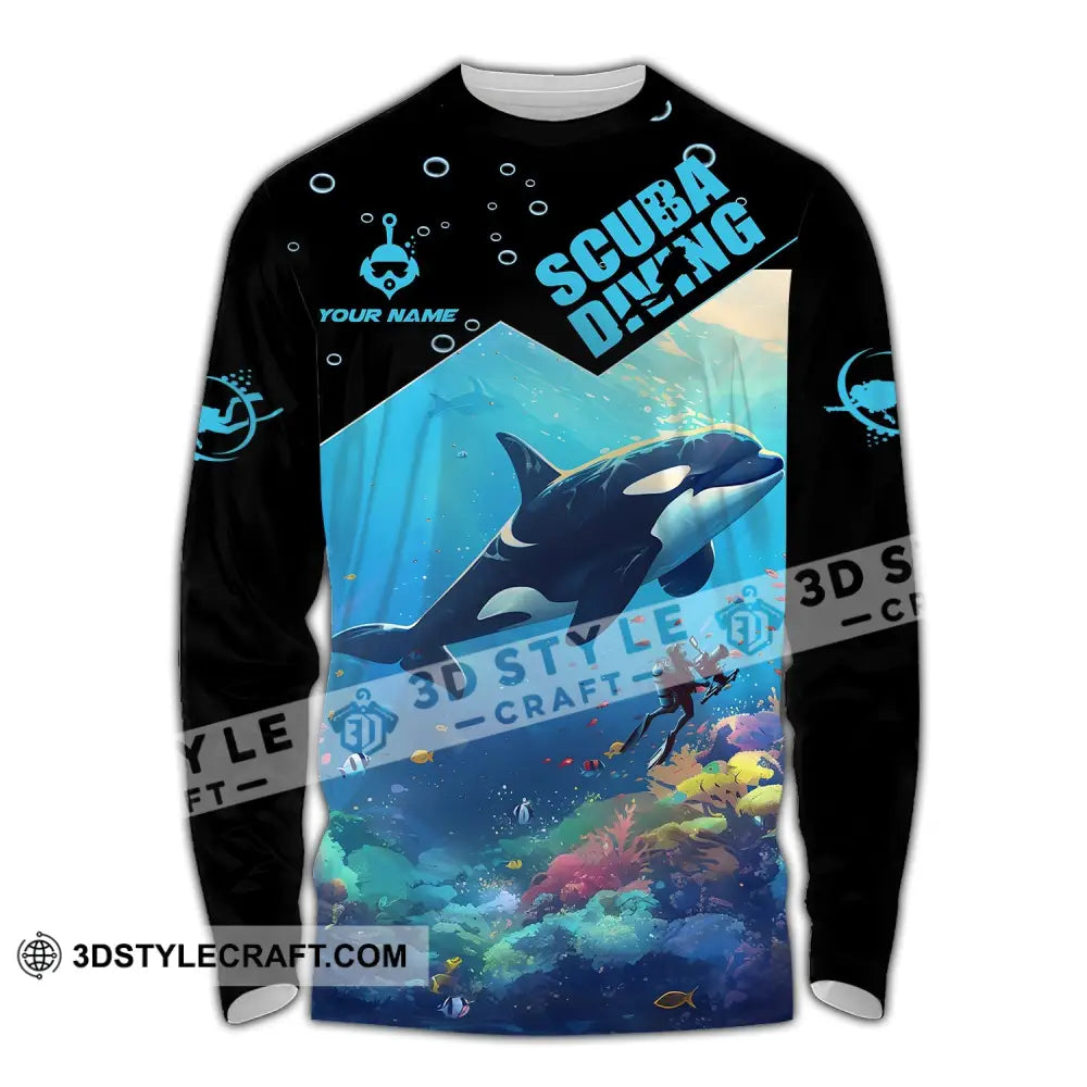 Unisex Shirt Custom Name Scuba Diving Love T-Shirt Long Sleeve / S T-Shirt