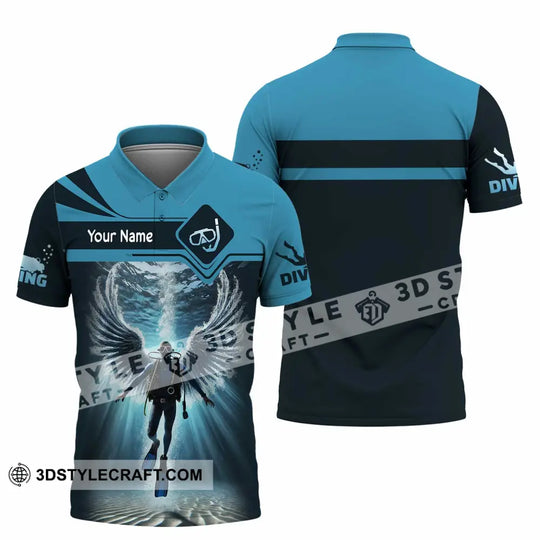 Unisex Shirt, Custom Name Scuba Diving Shirt, Scuba Diving Polo Long Sleeve Shirt style option 4
