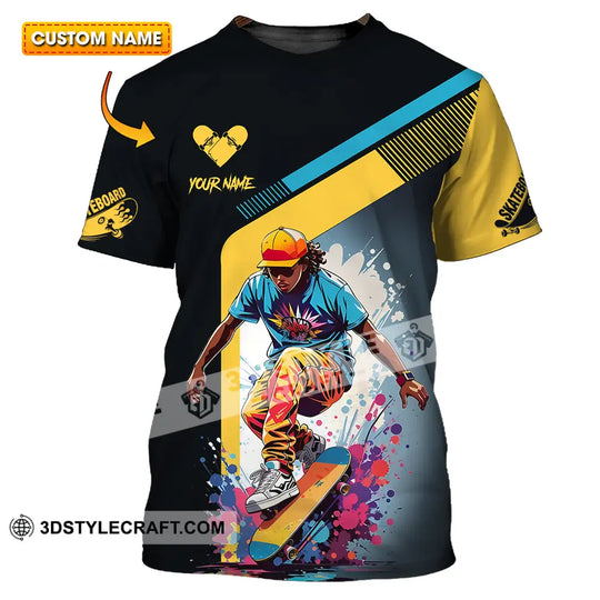 Unisex Shirt - Custom Name Skateboard Sport Shirt For Player, Golden Heart style option 1