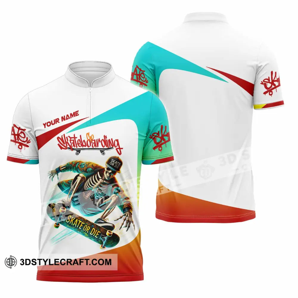 Unisex Shirt Custom Name Skateboarding Love Hoodie Polo Long Sleeve Zipper / S T-Shirt