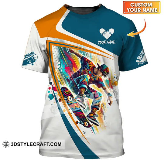 Unisex Shirt - Custom Name Skateboarding Player Heart Sport Shirt style option 1