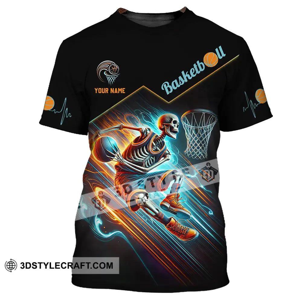Unisex Shirt - Custom Name Skeleton Basketball T-Shirt / S T-Shirt