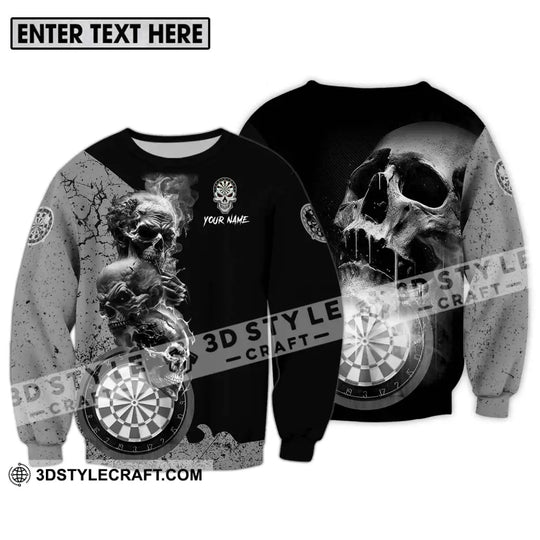 Unisex Shirt - Custom Name Smoking Skull Darts Shirt style option 4