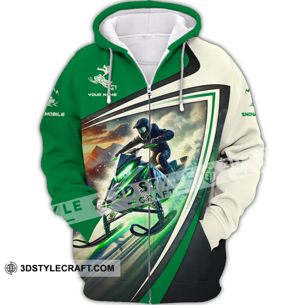 Unisex Shirt Custom Name Snow Mobile Gift Zipper Hoodie / S T-Shirt