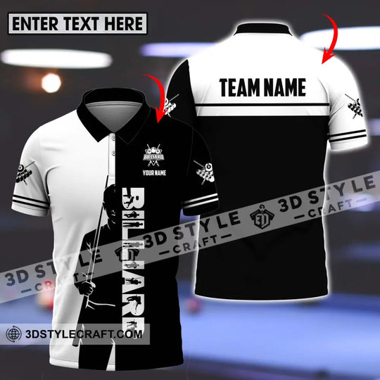 Unisex Shirt - Custom Name Sport Shirt, Billiard Classic Black And White style option 1