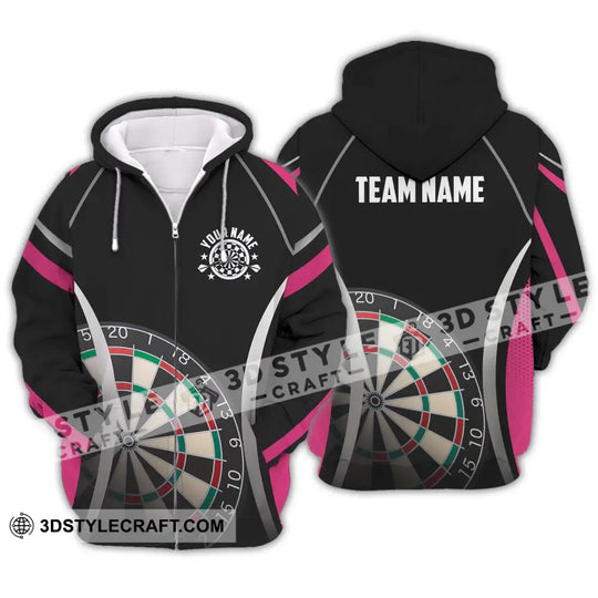 Unisex Shirt - Custom Name Sport Shirt, Black Pink Darts style option 2