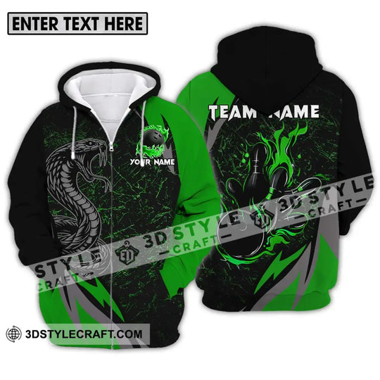 Unisex Shirt - Custom Name Sport Shirt, Black Snake Bowling style option 2