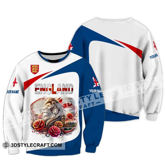 Unisex Shirt - Custom Name Sport Shirt, England Lion Roses style option 4