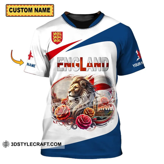 Unisex Shirt - Custom Name Sport Shirt, England Lion Roses style option 1