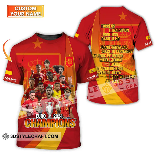 Unisex Shirt - Custom Name Sport Shirt, Euro 2024 Champion Spain style option 1