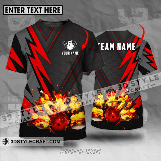 Unisex Shirt - Custom Name Sport Shirt, Fire Bowling Pins And Ball style option 1